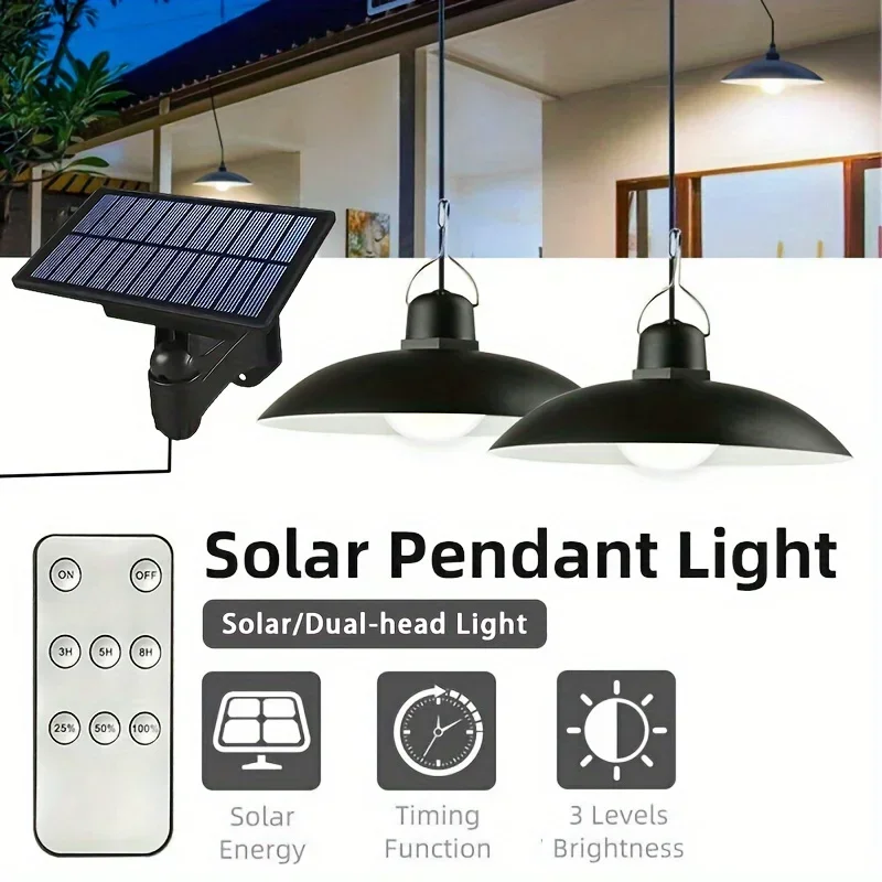 Lámparas colgantes solares divididas para interiores y exteriores, luces LED impermeables IP65 con Control remoto, iluminación lineal para acampar, jardín y patio