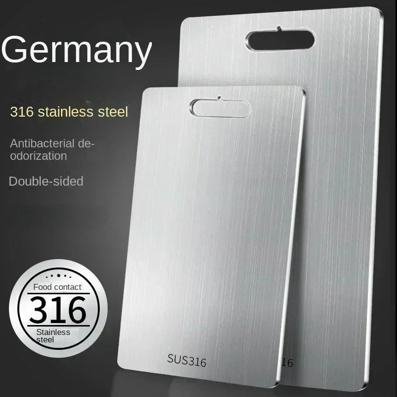 316 Stainless Steel Panel and Chopping Board Kitchen Household Thickened Double Sided Cutting Board Block Kneading Dough Boards