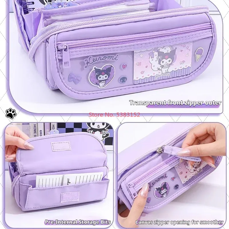 Astuccio Kuromi per studenti delle scuole medie e delle scuole elementari Astuccio per matite simpatico cartone animato a 9 strati di grande capacità