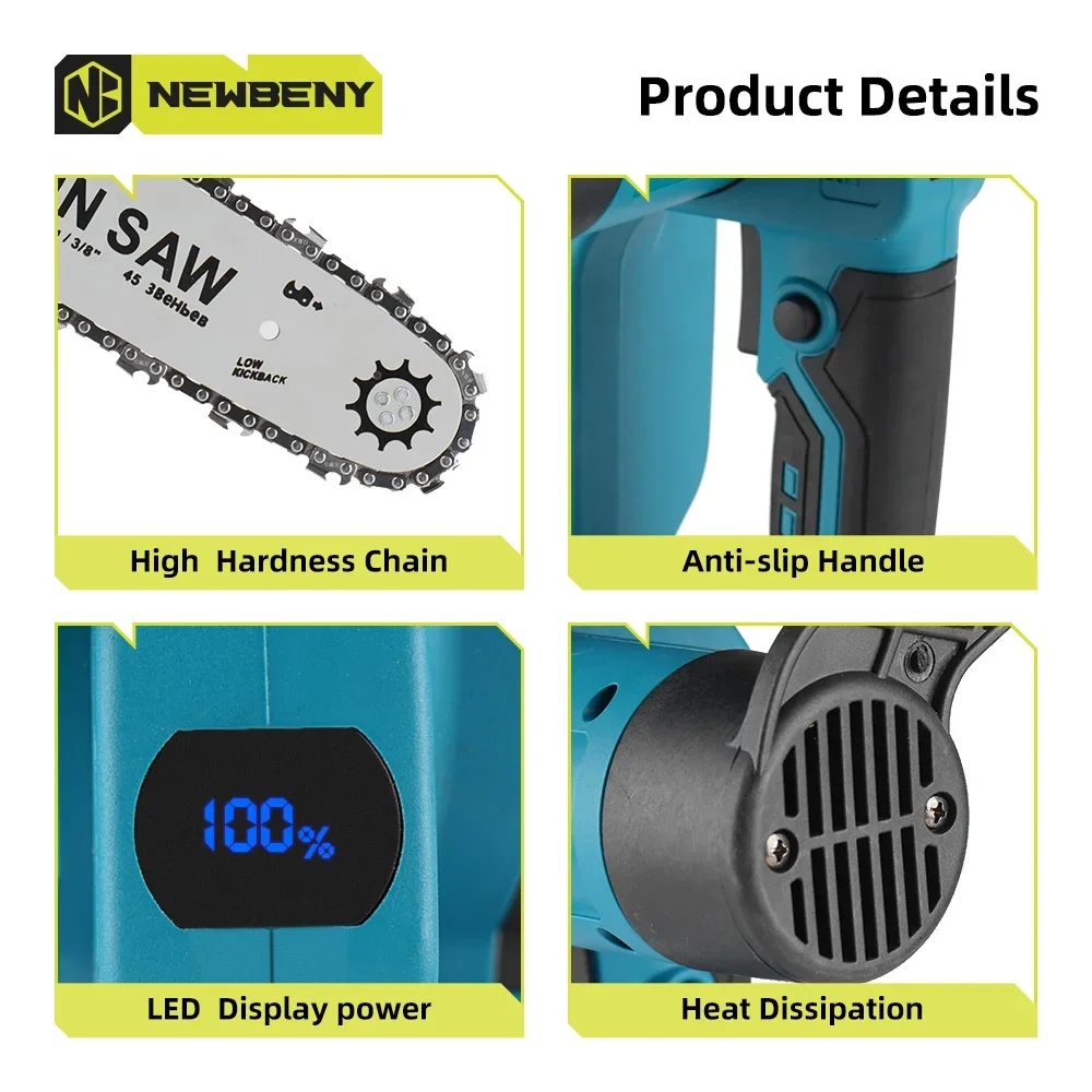 Yofidra 12 นิ้วBrushlessเลื่อยไฟฟ้า 18000RPMไร้สายแบบพกพาสวนตัดไม้เครื่องมือสําหรับMakita 18Vแบตเตอรี่