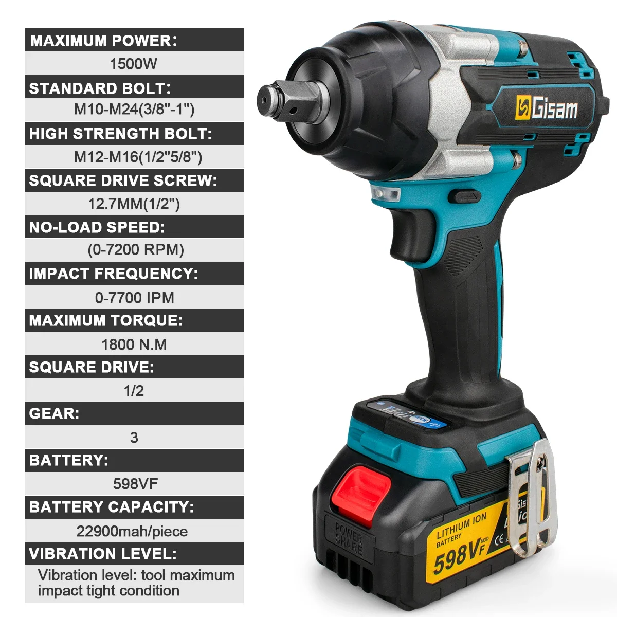 Беспроводной ударный гайковерт с высоким крутящим моментом, бесщеточный электрический ключ 1/2 дюйма, перезаряжаемый ремонт автомобиля для электроинструментов с аккумулятором Makita 18 В