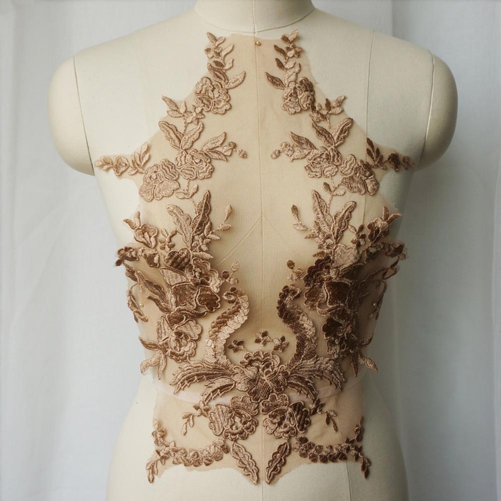 Cuello falso de tela bordada, banda de cuello falso, Apliques de encaje de costura, cuello de tela de flores, cuello trasero para ropa DIY