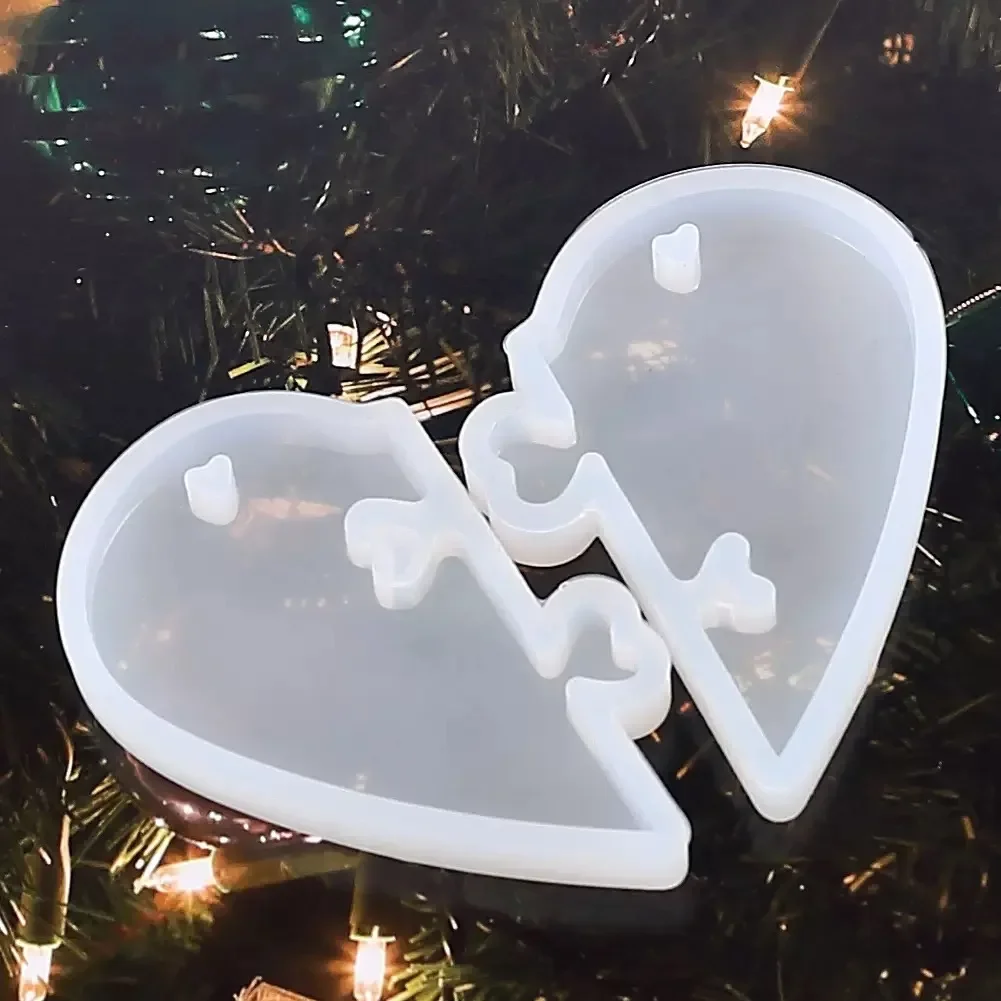 1 conjunto de fechaduras de coração para amantes pingente molde de silicone líquido encantos pingente moldes para diy resina cola epoxy molde jóias fazendo ferramentas
