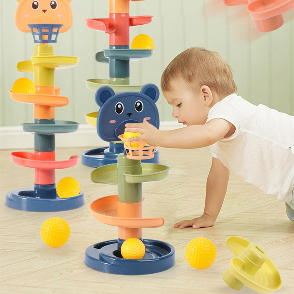 5/7 Layes Track Rolling Ball Pile Tower Early Educational Toy for Babies Rotating Track Educational Stacking Toy for Kids Gift
