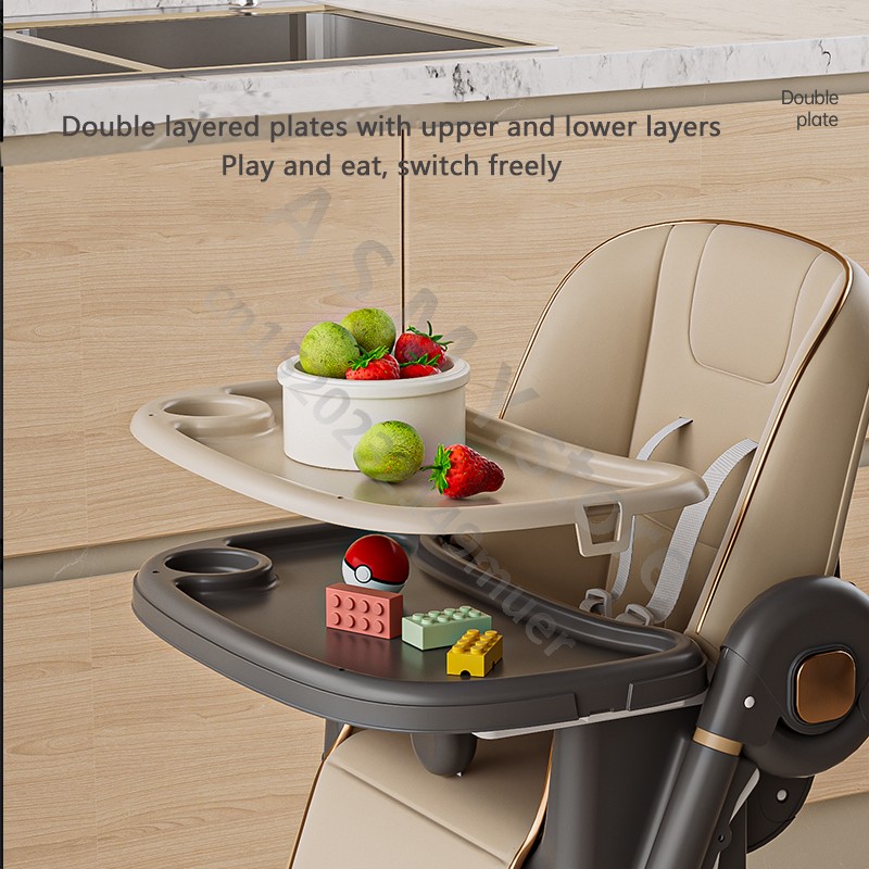 Silla de comedor elevada para bebé, silla de comedor plegable multifuncional para niños, cómoda silla de comedor para comer para bebé, sillón reclinable para bebé