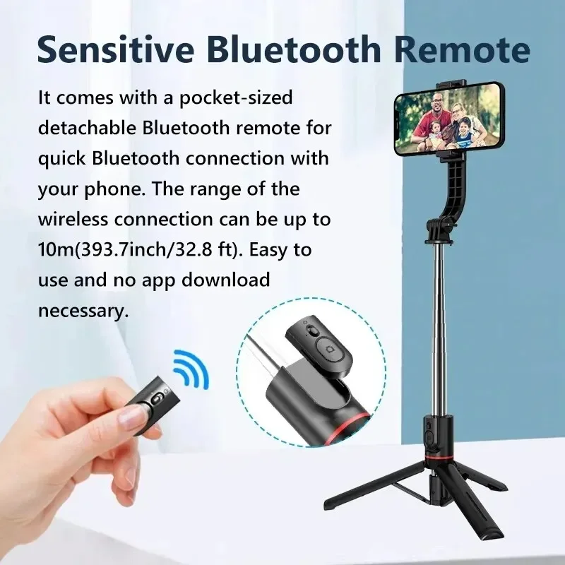 Palo de Selfie inalámbrico para Smartphone, trípode de 44 pulgadas con control remoto Bluetooth, soporte plegable portátil para grabación de disparo Vlog
