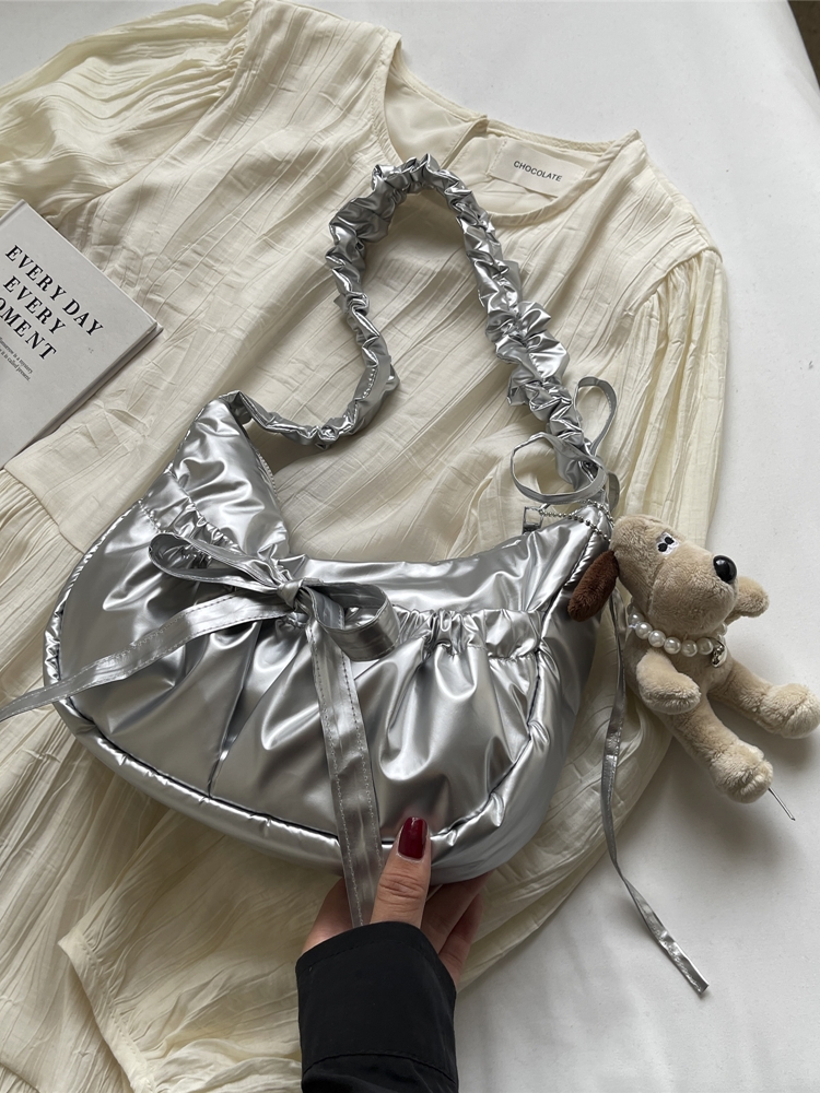 Bolsa Transversal Casual com Laço Borboleta e Borda Dobrada, Alça de Ombro Ajustável, Bolsa de Ombro Única Faion para Mulheres