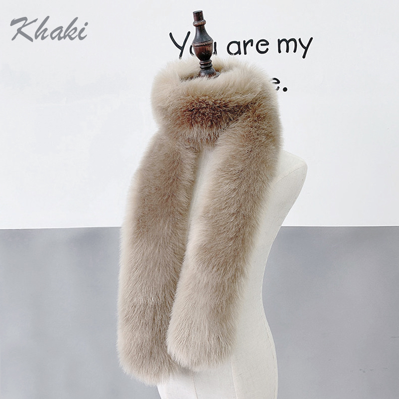 Warme Weiche Pelz Schal für Frauen Faux Fuchs Pelz Schal Weibliche Winter Gefälschte Kragen Lange Plüsch Pelz Schal Mantel Mädchen Kleidung Zubehör