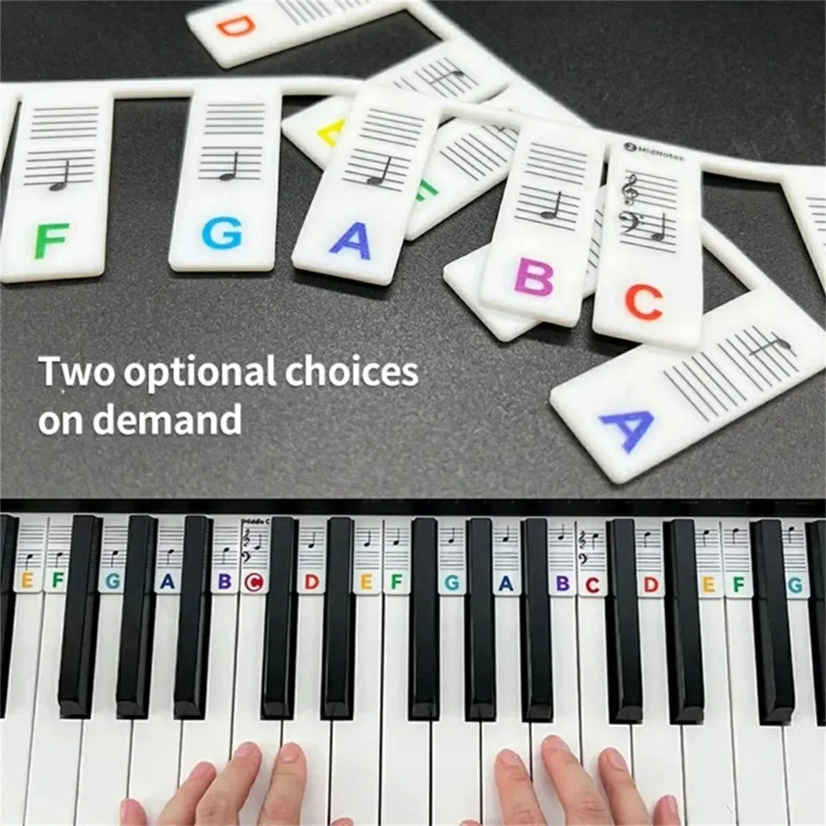 Miwayer pianotoetsenbordstickers voor 88/61 toetsen, verwijderbare pianotoetsenbordnotitielabels voor het leren van pianonotities Gids voor beginners