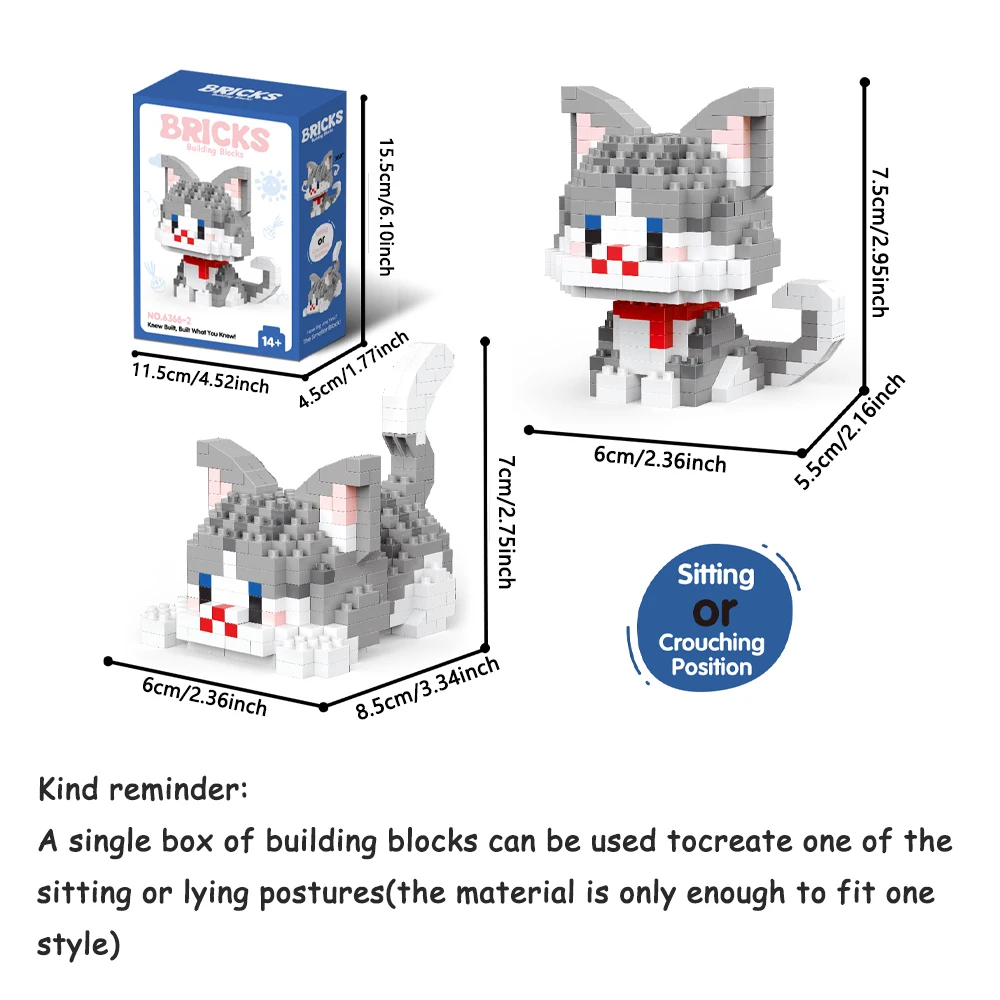 Knew construit chat mignon Micro Mini blocs de construction ensemble de jouets: construisez une de deux styles adorables plusieurs couleurs pour un cadeau amusant sans fin