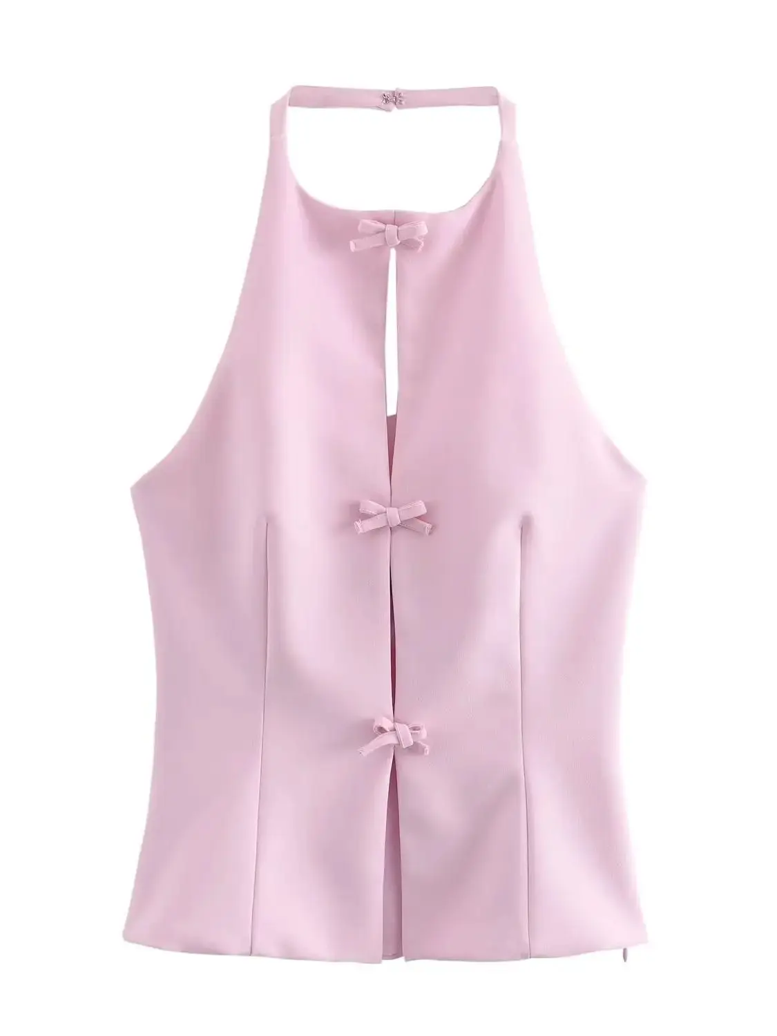 XNWMNZ-Top con cuello halter y lazos para mujer, Top versátil con espalda descubierta y recortes, moda 2024