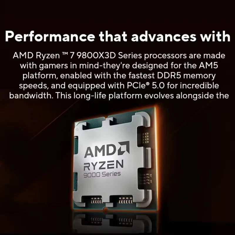 AMD Ryzen ™   7 9800X3D Nowy procesor, 3D V-Cache 8C/16T 120W do 5,2 GHz, L3=96M 100- 100001084   Gniazdo AM5, ale bez chłodnicy