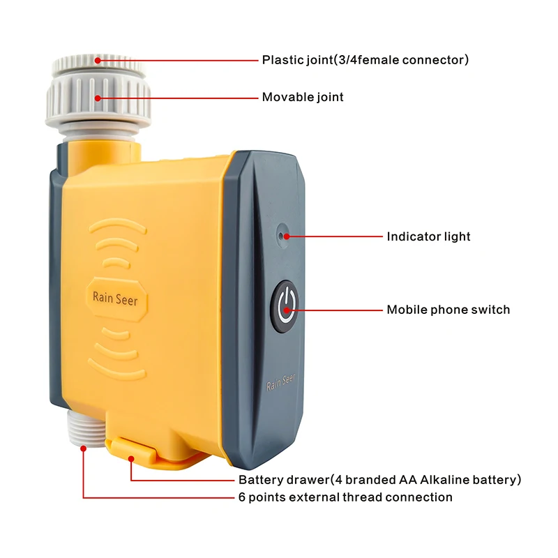 Rain Seer Tuya Zigbee 정원 홈 관개 급수 타이머 WiFi 워터 타이머 휴대 전화 리모컨