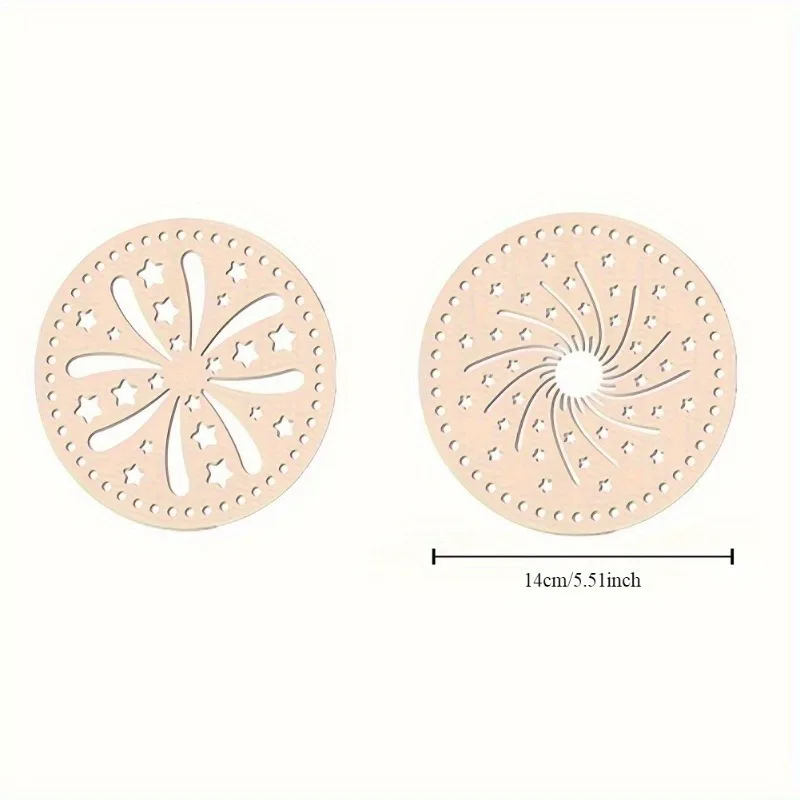 2 stücke Natürliche Holz Korb Boden Kreis Blank Hohl Häkeln Korb Holz Basis DIY Häkeln Tasche Boden Form Prozess