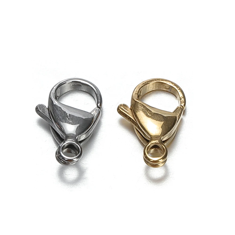 20 ชิ้น/ล็อต 9-15 มม.สแตนเลส Clasps กุ้งก้ามกรามสําหรับเครื่องประดับทําผลอุปกรณ์เสริม