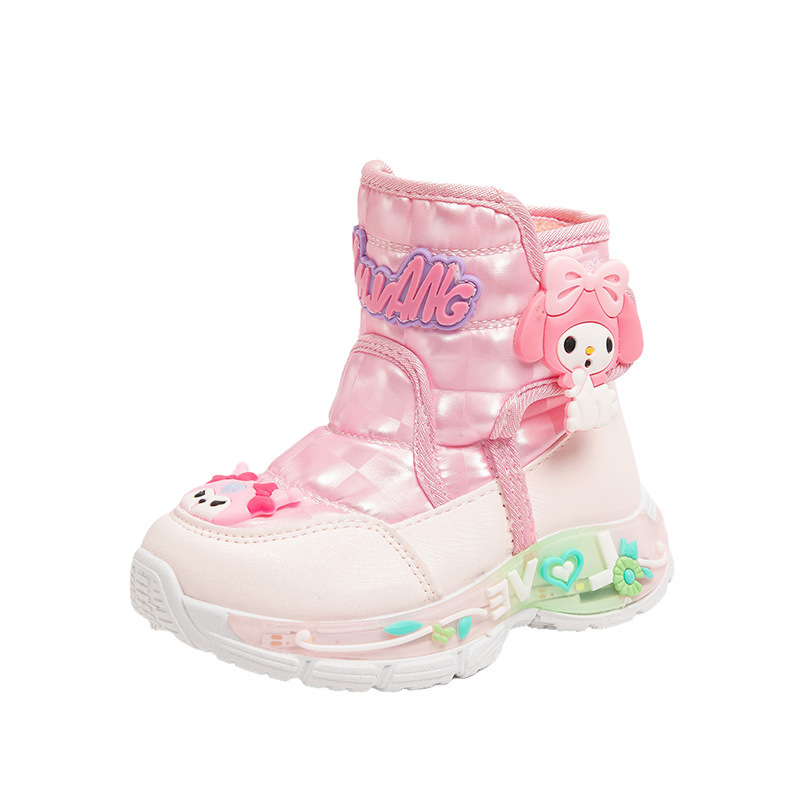 Sanrio crianças botas de neve meninas botas de princesa bonito melodia antiderrapante engrossar sapatos de algodão do bebê botas de desenho animado macio