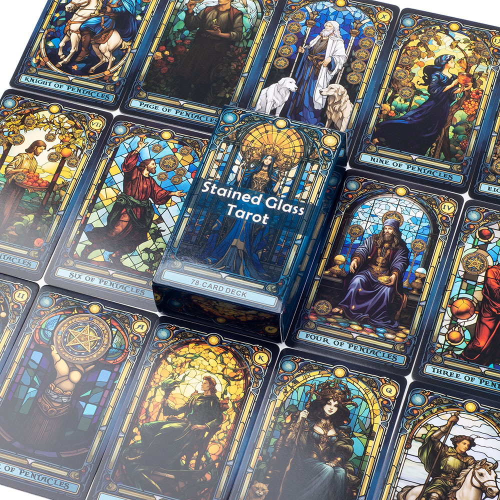 Stained Glass TAROT 78-Card Deck Leisure Entertainment การ์ดเกม Family Gathering Divination BOARD เล่นเกม 10.3*6 ซม.
