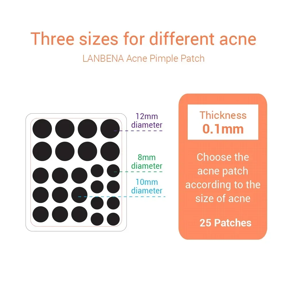 LANBENA Acne Pimple Patch 25pcs Daily Use Invisible Acne Stickers Blemish Treatment Acne Concealer Makeup