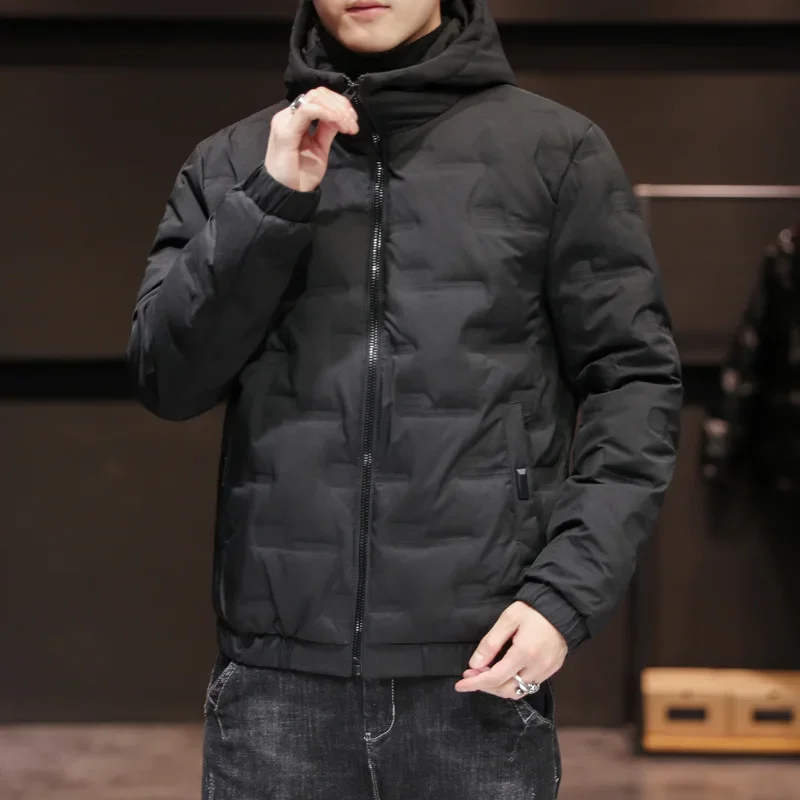 Chaqueta de invierno para hombre, Parkas cálidas de algodón grueso informal a la moda, abrigo ligero con capucha que combina con todo, novedad de 2024