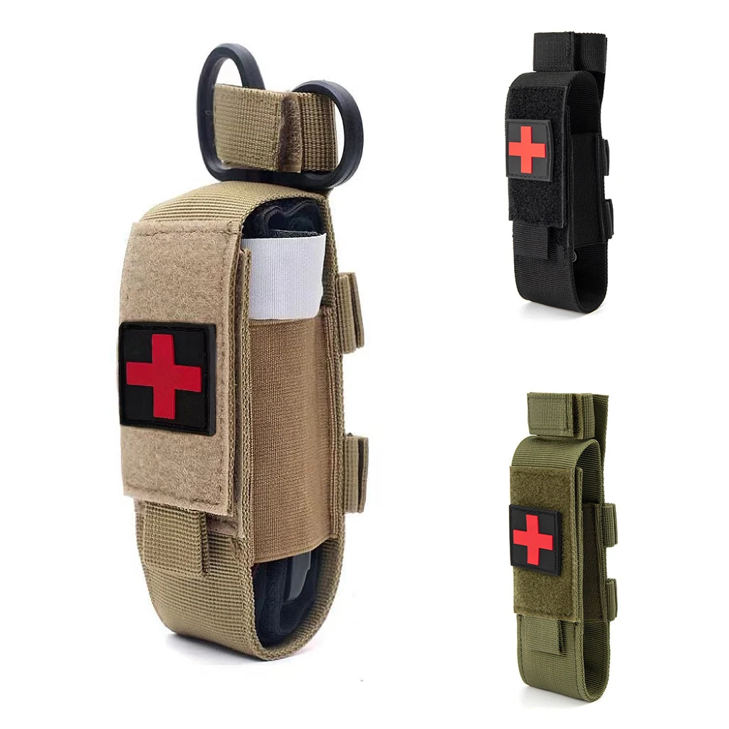 Bolsa táctica de torniquete de nailon de primeros auxilios, funda para pistola individual Mag, funda para cuchillo de caza al aire libre, paquetes de tijera médica Molle