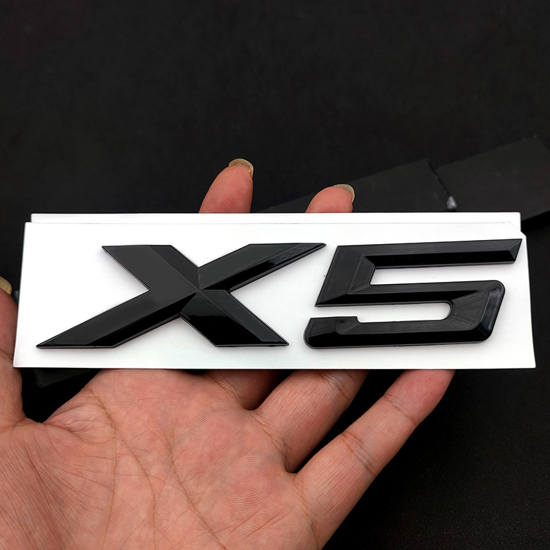 3d abs adesivo preto fosco cromo carta para tronco do carro bmw x5 logotipo x5 letras adesivos emblema emblema e70 e53 f15 g05 acessórios