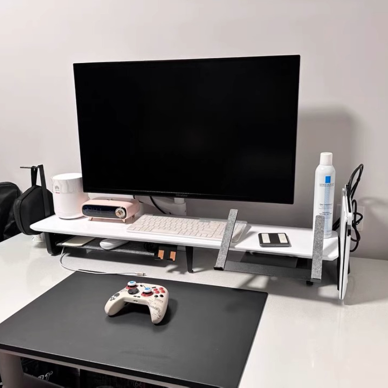 Modular Monitor Riser Stand Ergonomic Desk Organizer Black Gaming Setup Accessories Workstation Computer Screen Storage Shelf