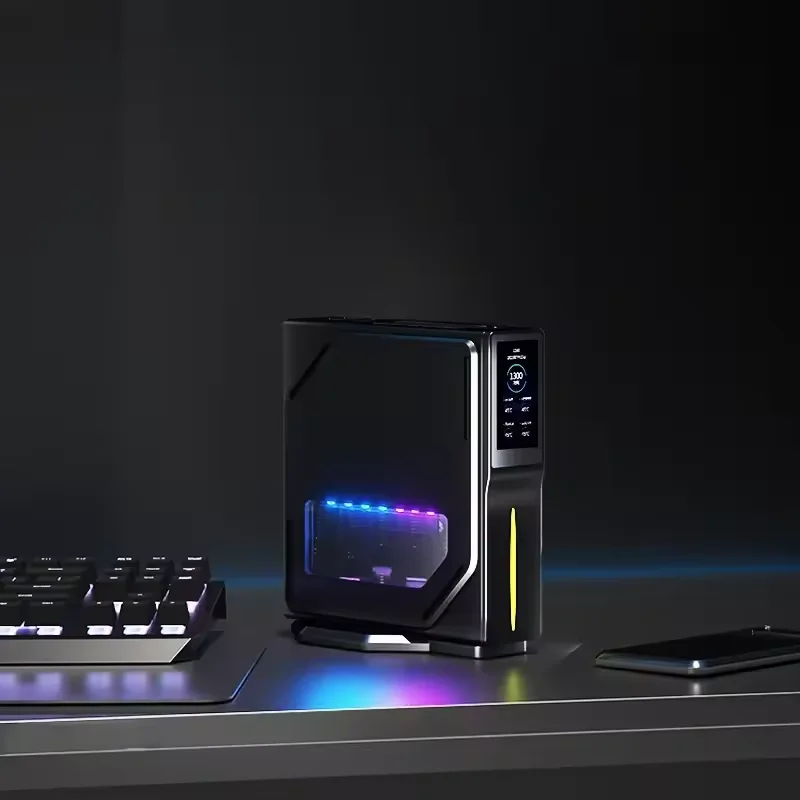 S1 Mini PC Intel N150 CPU 16GB DDR4 512GB SSD, 1.9'' DIY Screen 4K Dual HDMI Output  Dual LAN, Magnetic Case, Windows/Linux Su