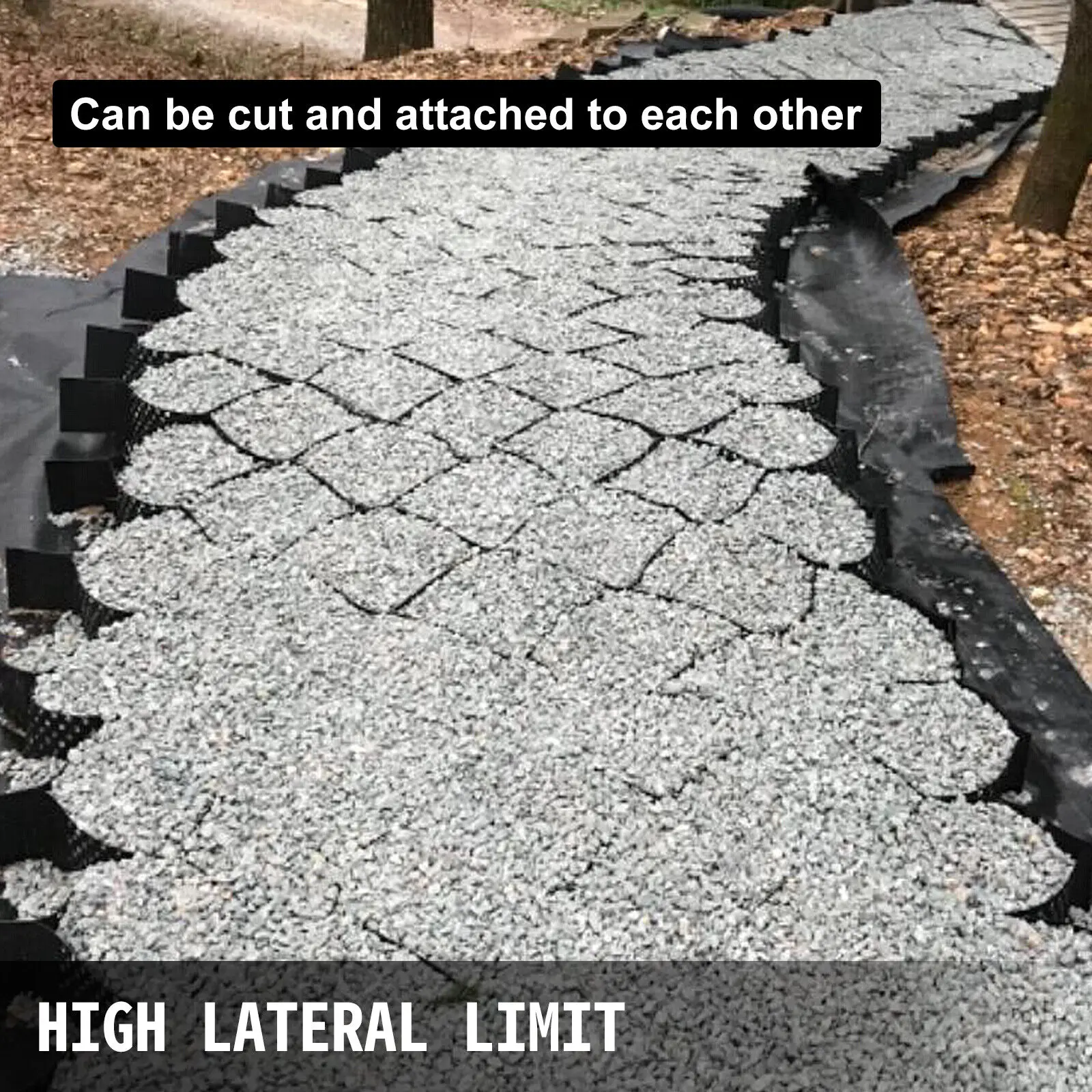 9x17ft Gravel Grid Geo Grid, Scalable Ground Grid for Driveway, Black