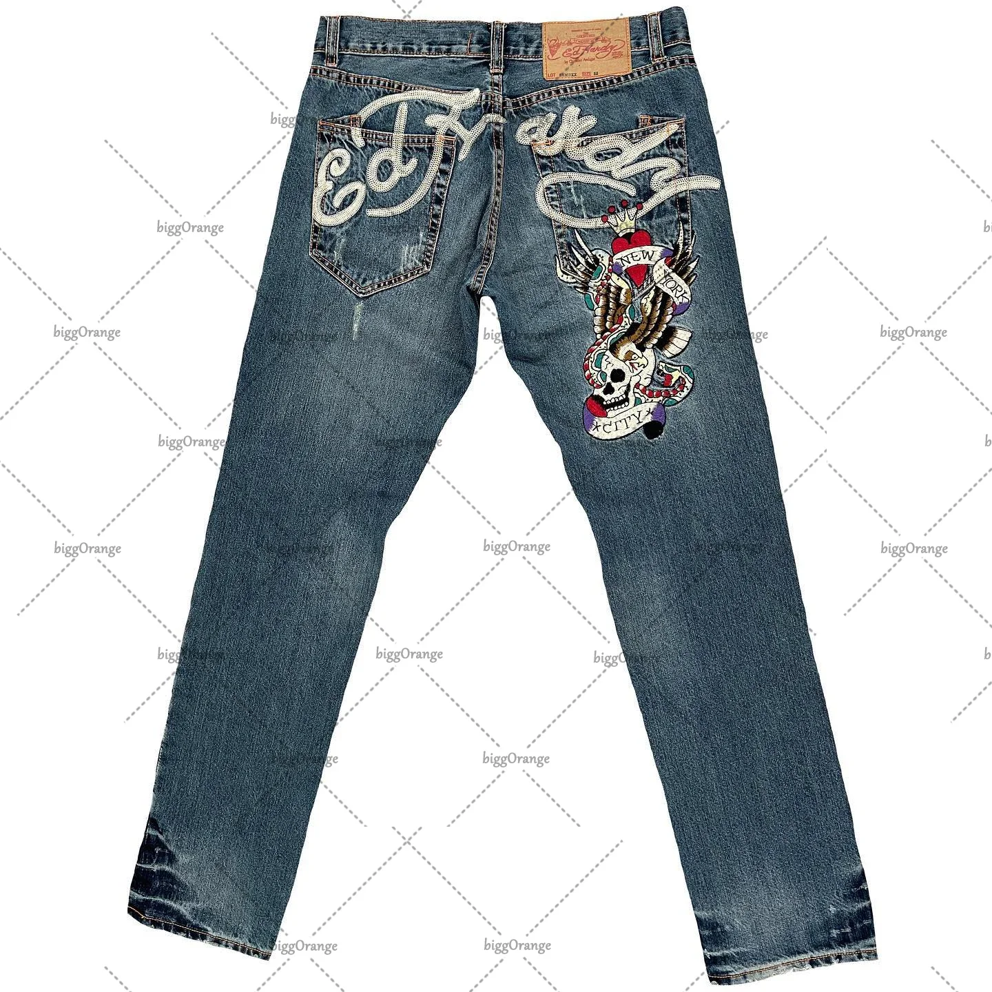 Bedruckte Straßenjeans Herren Y2K Hip-Hop hoch taillierte gerade Retro lose Hose mit weitem Bein Denim-Hose europäisch und amerikanisch