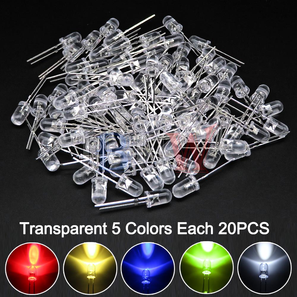 100 ピース/ロット 5 ミリメートル LED ダイオード F5 盛り合わせキット IBUW 白、緑、赤、青、黄、オレンジ、ピンク、紫、ウォームホワイト DIY 発光ダイオード