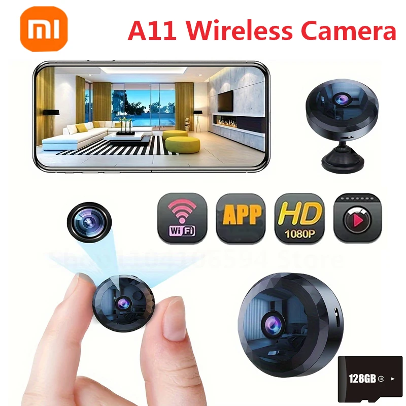 Xiaomi A11 HD Cámara Mini 1080P WiFi inalámbrico monitoreo Video cámara de seguridad batería recargable videocámaras de detección de movimiento