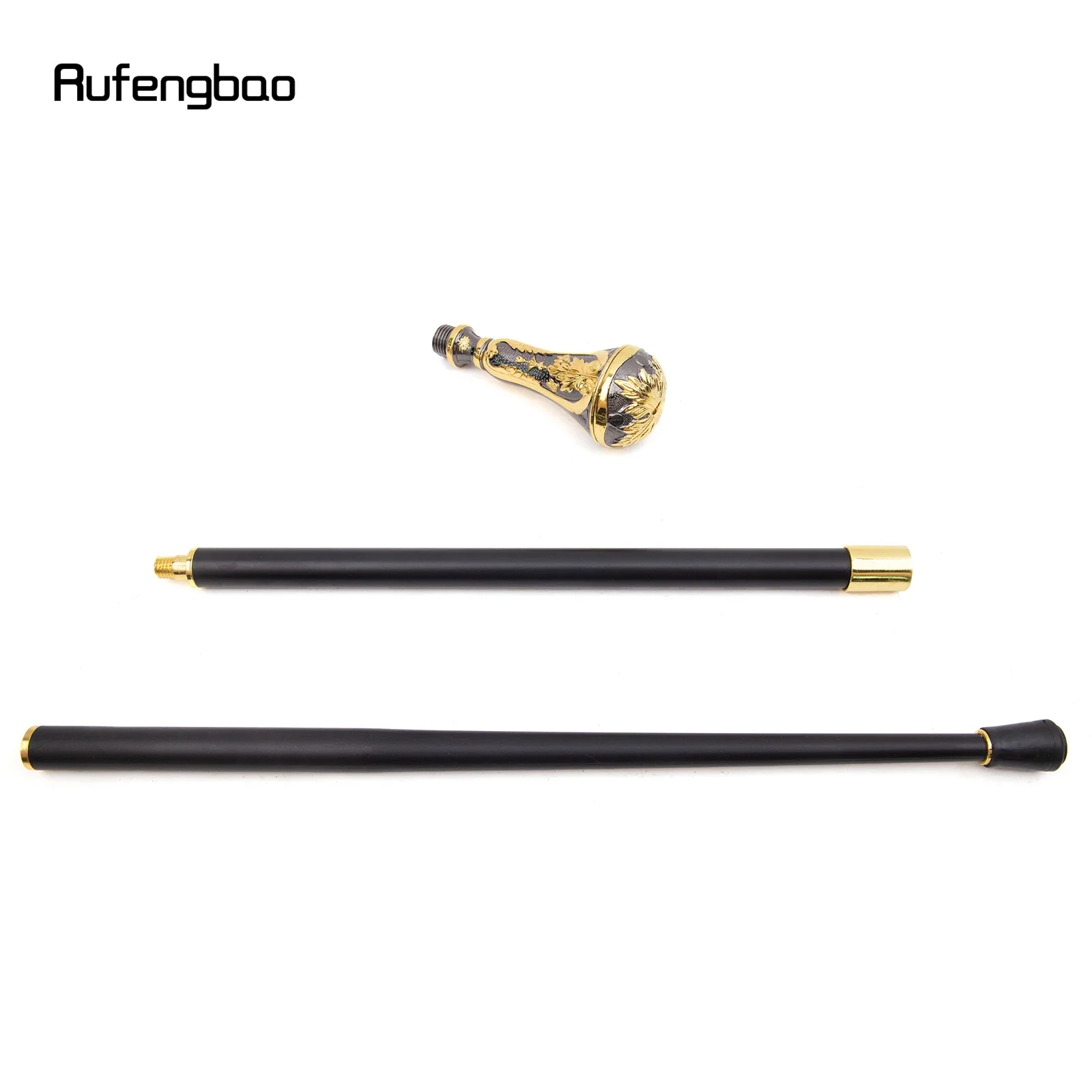 Golden สีดําหรูหรารอบ Leaf Handle แฟชั่นเดิน Stick สําหรับตกแต่งเดิน Cane Elegant KNOB Crosier KNOB 95 ซม