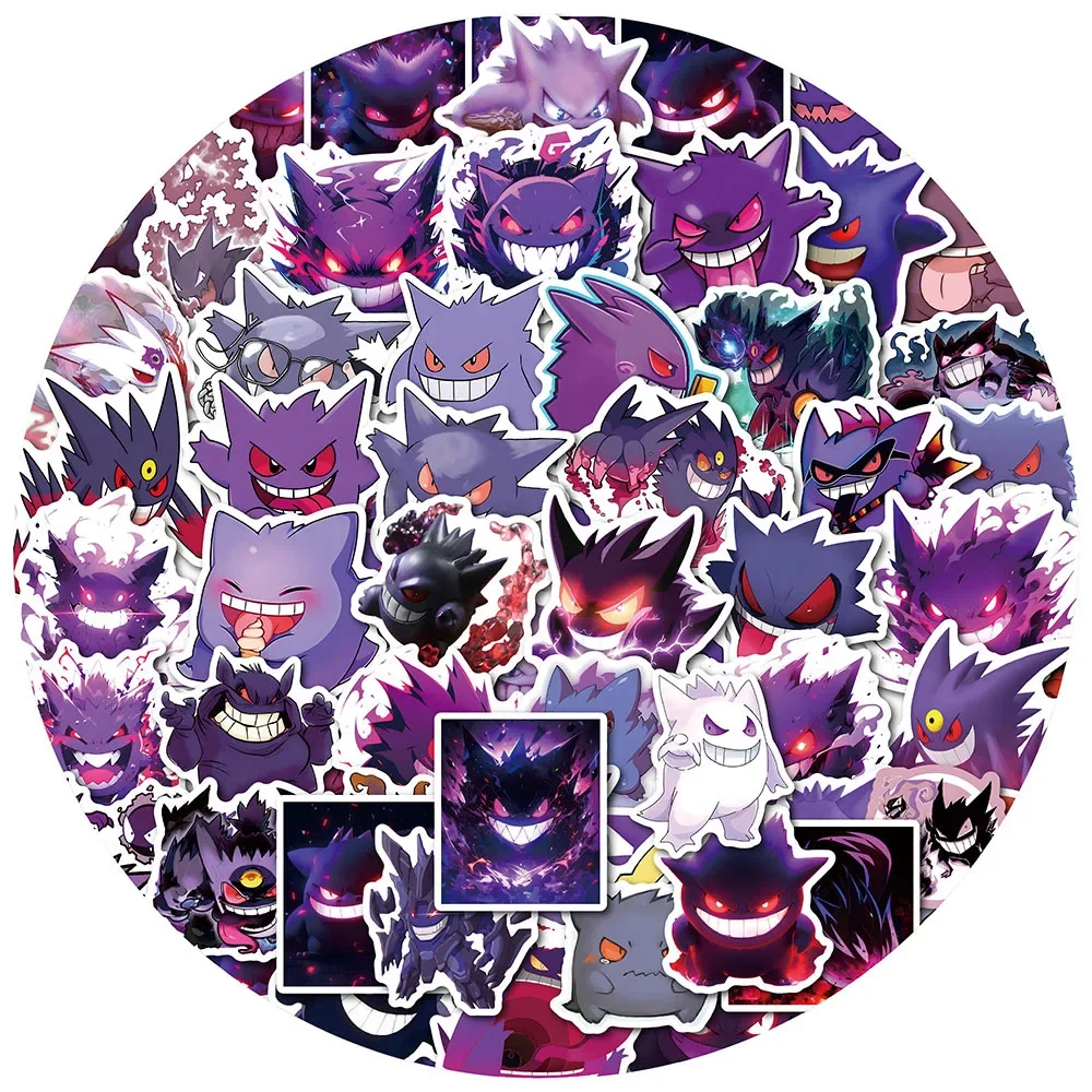 50PCS 귀여운 포켓몬 Gengar 만화 스티커 데칼 DIY 장식 노트북 전화 가방 노트북 냉장고 Kawaii 낙서 장난감