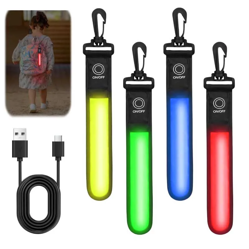 Zaino ricaricabile Striscia riflettente Borsa da escursionismo per ciclismo Riflettore a LED Luce notturna Sicurezza Camminata Corsa Ciondolo per borsa di sicurezza