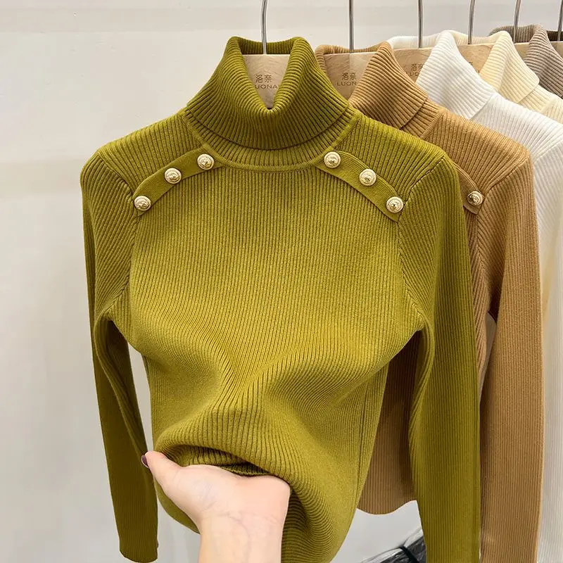 2024 秋と冬の新カシミヤセーター女性のタートルネック長袖ニットプルオーバースリムカシミヤセーター