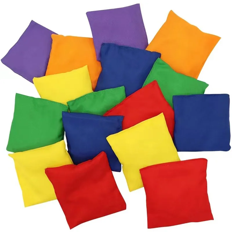 Bolsa de arena portátil cuadrada de 10 unidades de 5cm/7cm, bolsa de arena de juguete para niños, parque infantil, bolsa de arena suave hecha a mano, juego de lanzamiento de lona