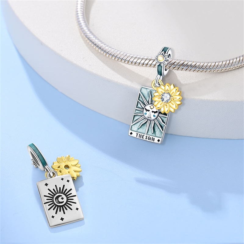 925 prata esterlina clássico sol lua estrelas tarot mágico encantos pingentes para mulher caber 925 pulseiras originais jóias diy