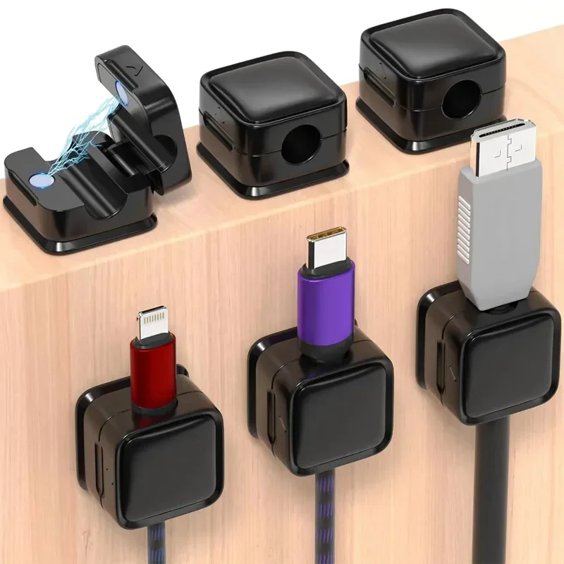 6 clip magnetiche per cavi, supporto per cavi liscio e regolabile sotto la scrivania, gestione dei cavi, supporto per organizer per cavi