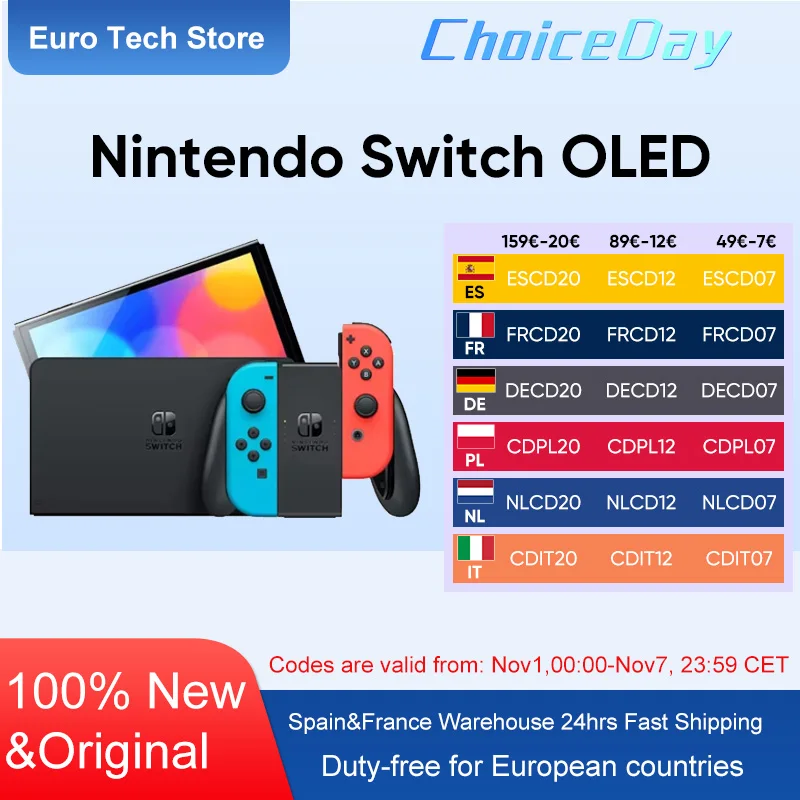 Consola de juegos OLED Nintendo Switch con pantalla OLED blanca o neón (64 GB) de 7 pulgadas, puerto LAN de audio mejorado con cable