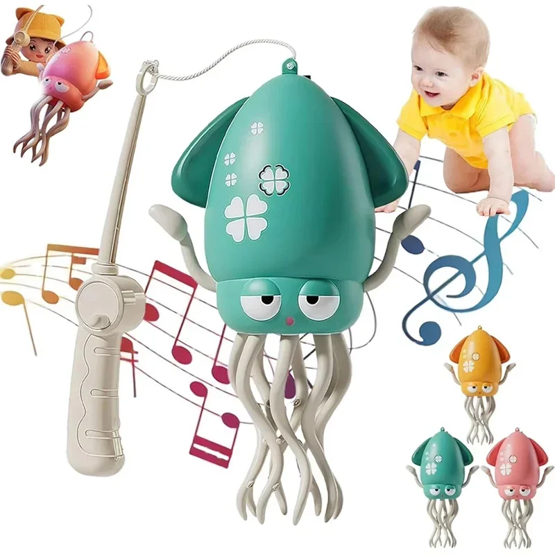 Brinquedo interativo de polvo de dança com música led lula elétrica automática evitar obstáculos rastejando sensor brinquedo para crianças