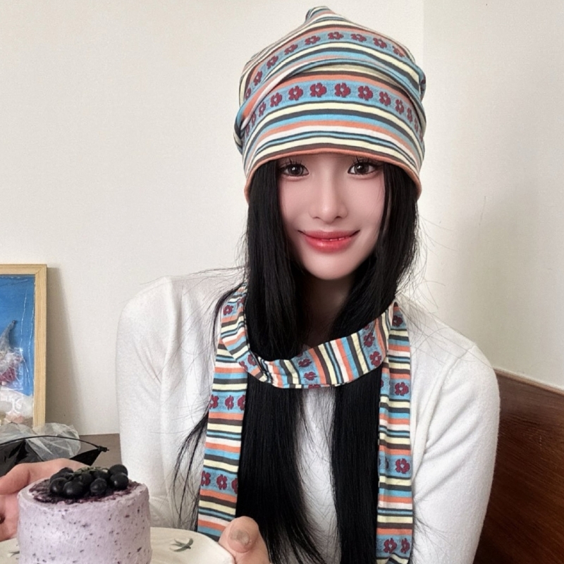 Thermals Knitted Hat and Scarf Set Women Comfortable Hat Fashionable Pullover Hat for Skiing, Hiking, Camping