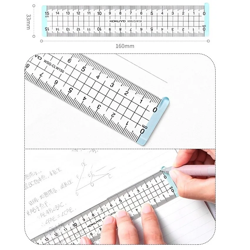 Kokuyo Campus Easy 15cm righello bilancia a doppio lato acrilico trasparente dritto regola materiale scolastico per ufficio A7272
