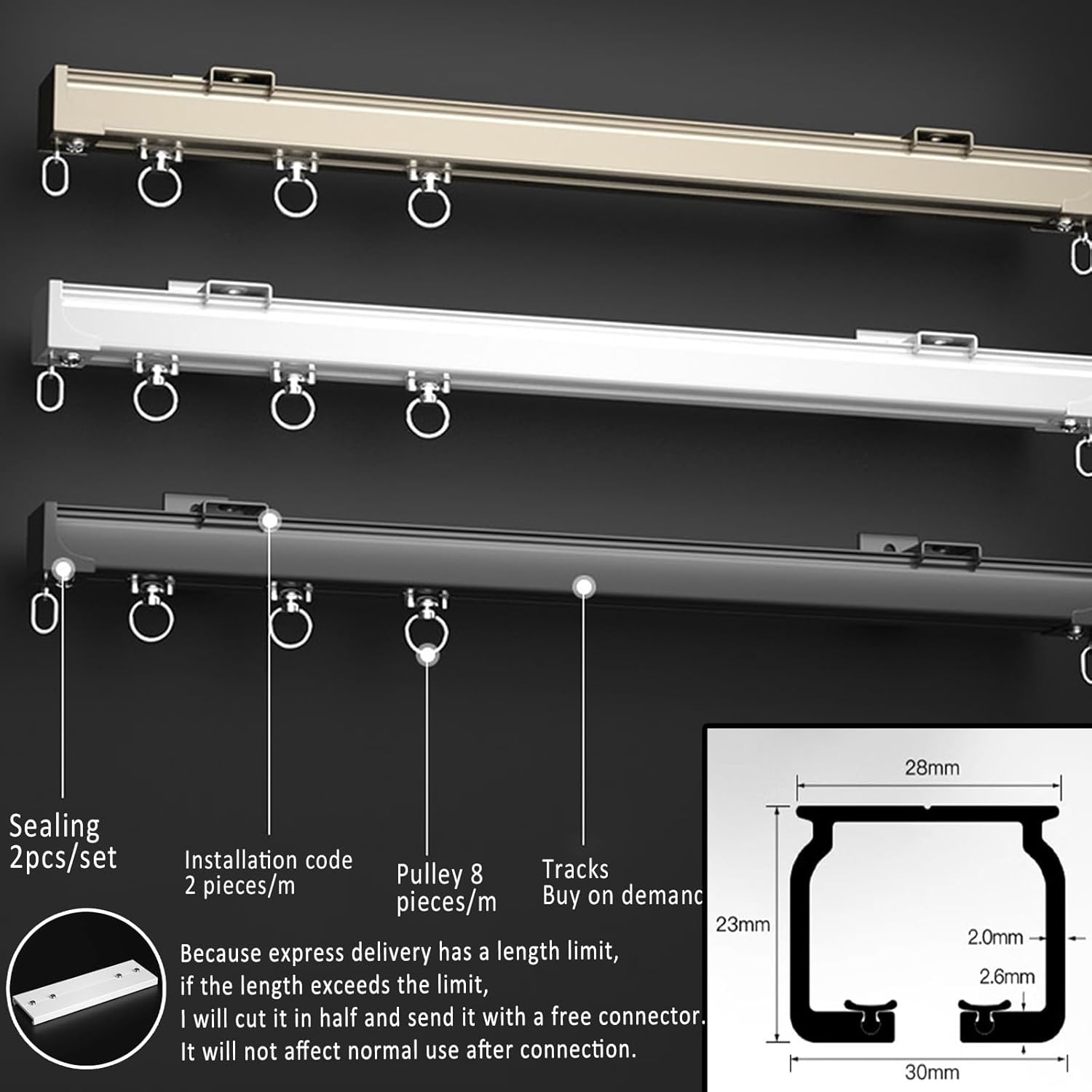 de aluminio, divisor de habitación ajustable con tiras insonorizadas, montaje en techo/WalL, accesorios completos incluidos, 330