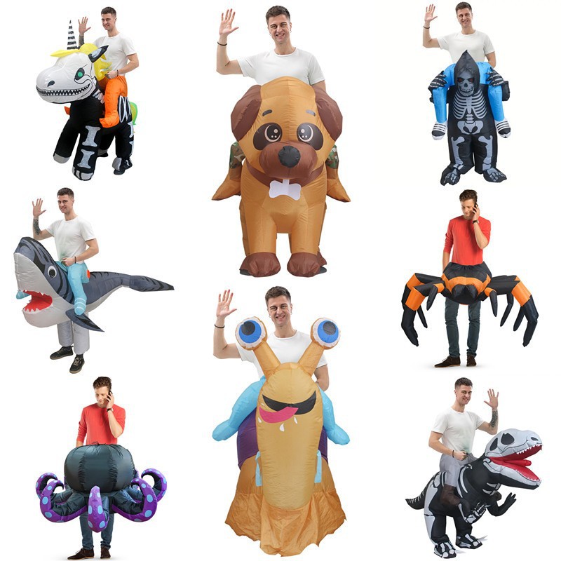 Cosplay Funny Snail Spider Octopus Inflatable Costume Riding Skeleton Ghost Inflatable Costume Party Halloween Show Props