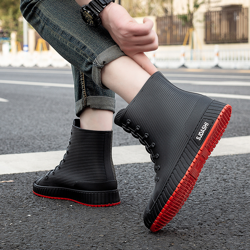 Versátil casual de cano curto sapatos impermeáveis homens mulheres forrado com lã calor antiderrapante resistente ao desgaste ao ar livre botas de chuva
