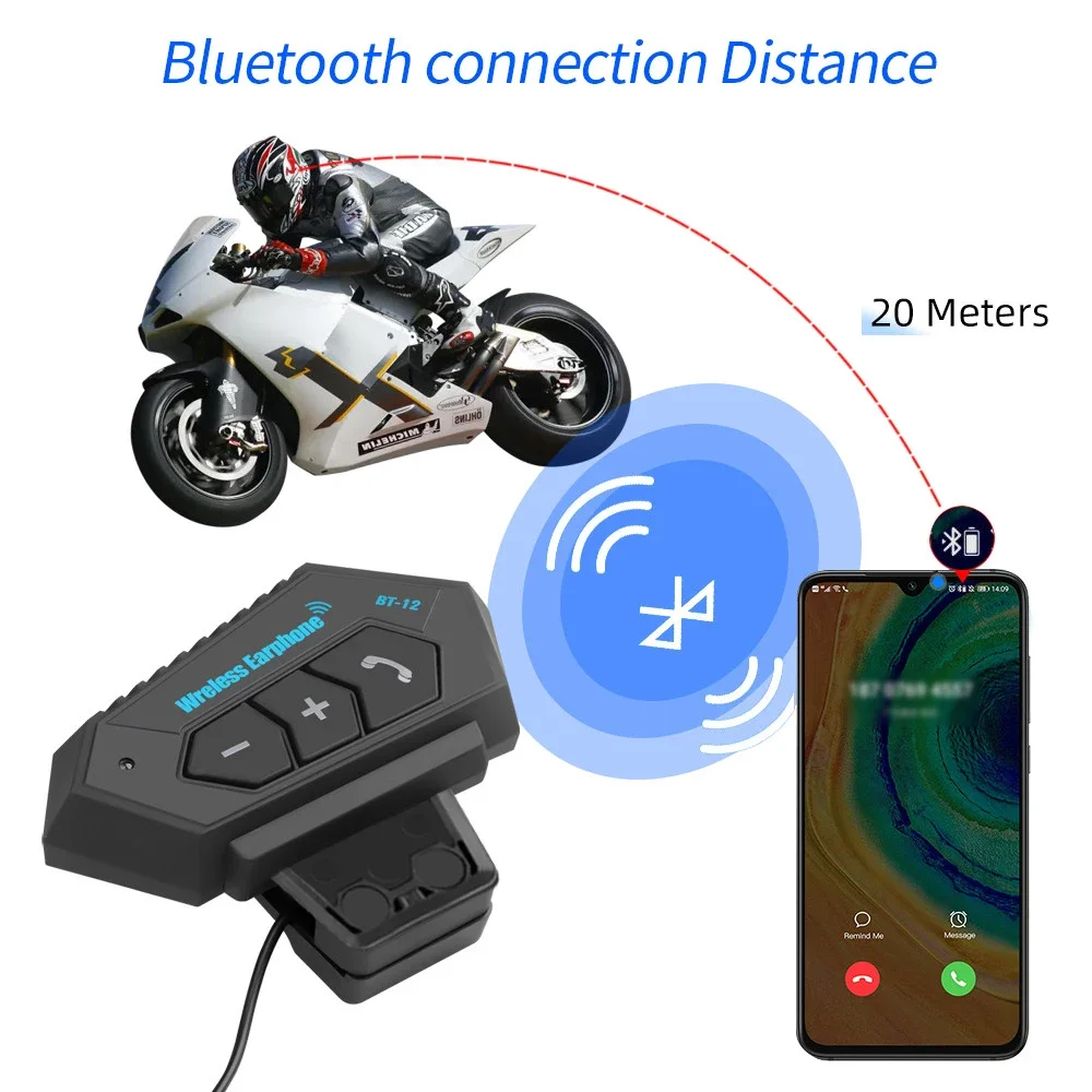 KEBEDUMEI BT Motorcycle Helmet Headset Wireless Handsfree Stereo Music Player Speaker Headphone Support Automatic motocross