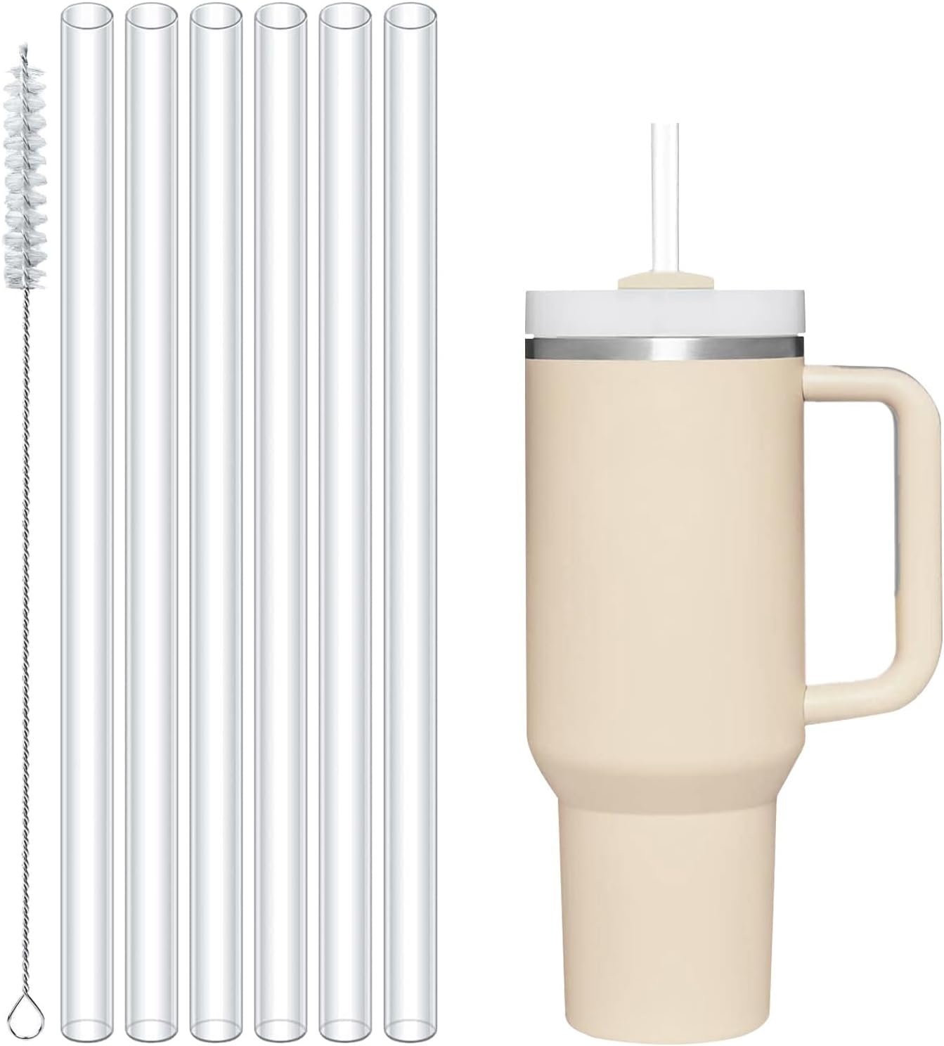 Pajitas transparentes compatibles con Stanley Adventure 40z, pajitas largas Tritan con cepillo de limpieza, cubiertas de paja de 3 uds., 6/12 Uds.