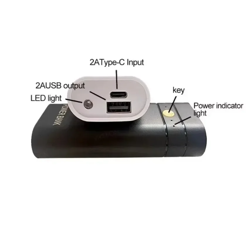 6000mAh 5V 2A 2X 18650 USB Type-C バッテリー充電器ケース DIY パワーバンクボックス 携帯電話電子機器充電用 電池は含まれていません