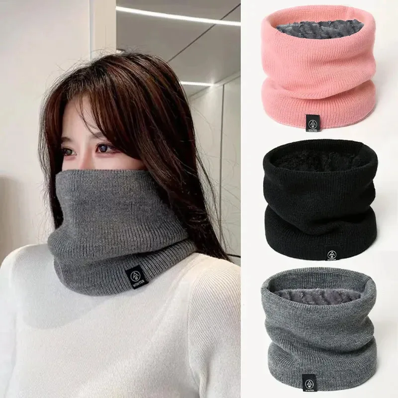 Bufanda tejida a la moda para mujer, cachemir liso como bufandas de redecilla de invierno para mujer, bufandas gruesas y cálidas para el cuello Unisex para hombre, anillo