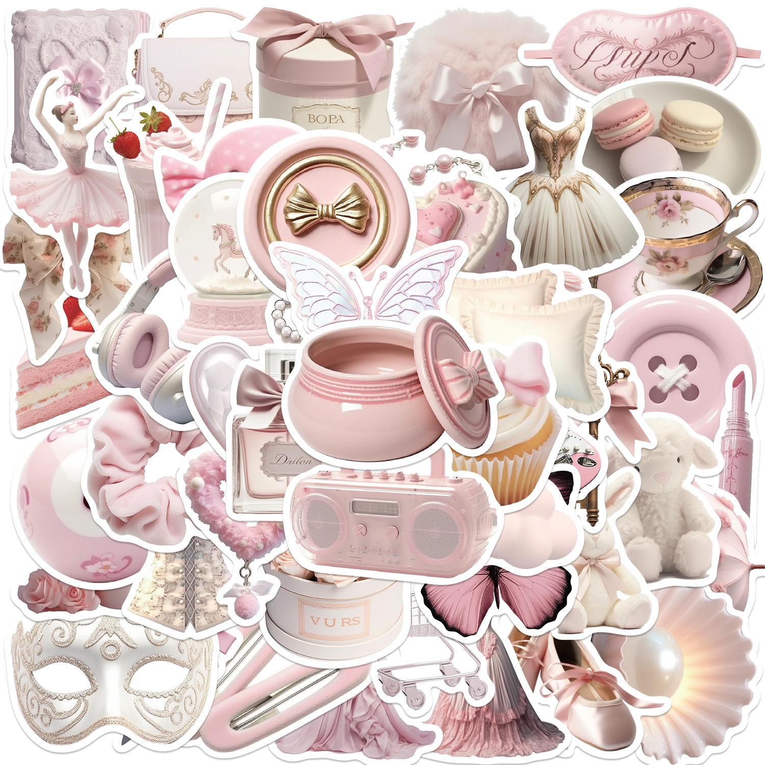 10/30/50 pçs kawaii rosa ballet pvc adesivo estético coreano portátil papelaria decoração scrapbooking material escolar para crianças